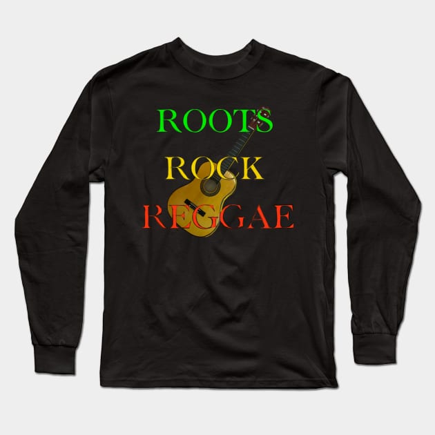 Roots rock reggae - Jamaica Rasta colours on a guitar - Jamaican Long Sleeve T-Shirt by Artonmytee